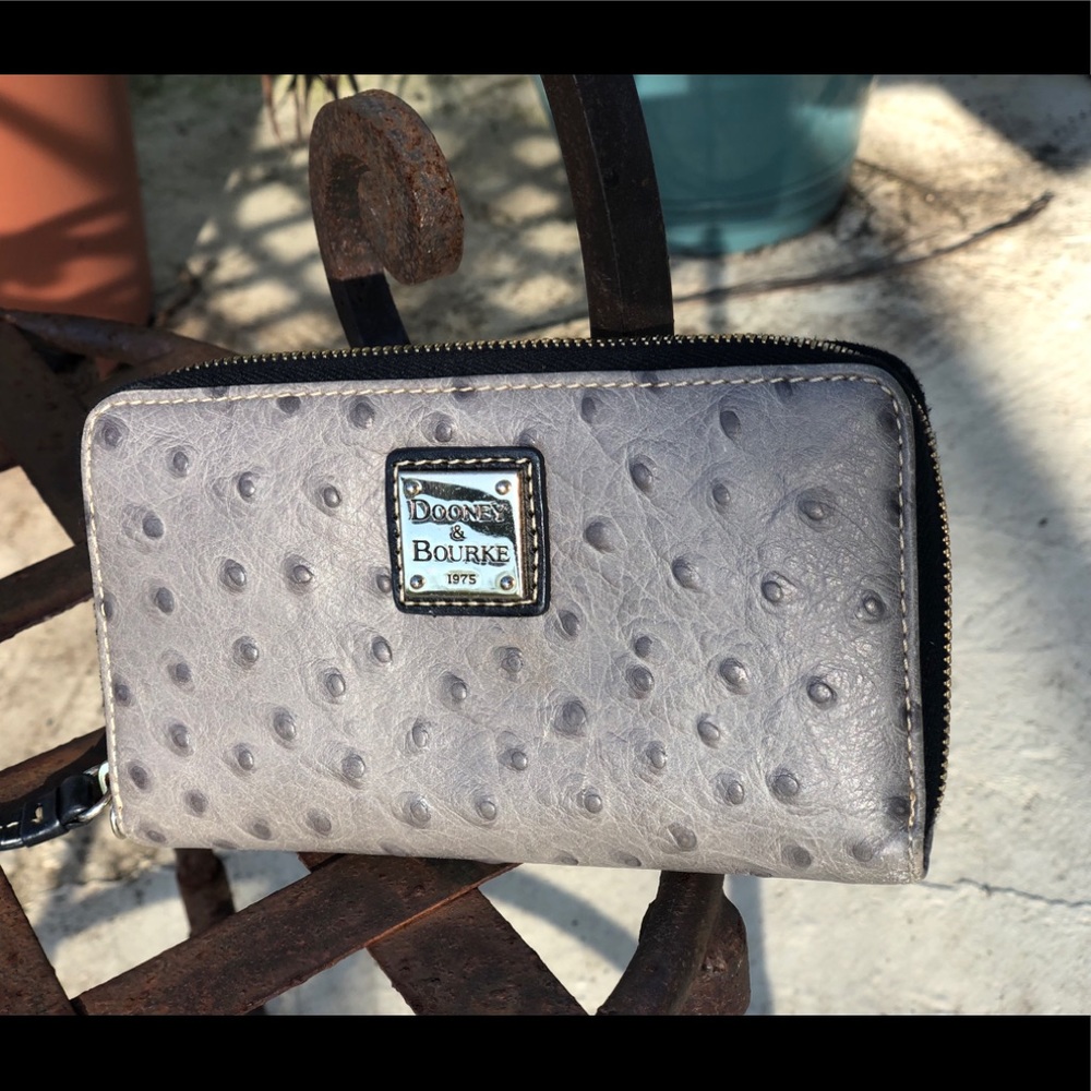 Dooney & Bourne Large Zip Around Ostrich Wristlet